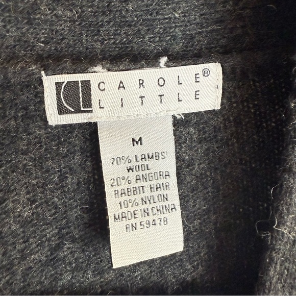 Carole Little Cardigan Gray Lambs Wool Angora One Button Bell 3/4 Sleeve size:M - Picture 7 of 12